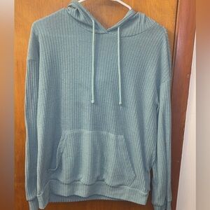 SHEIN Ribbed Teal Hoodie
